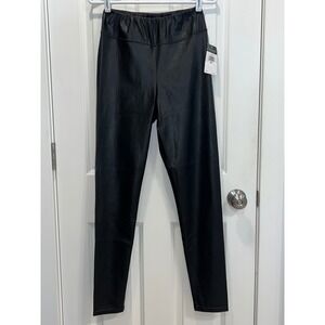 NWT Lauren Ralph Lauren Black Faux Leather Leggings Petite 8P  201628190001